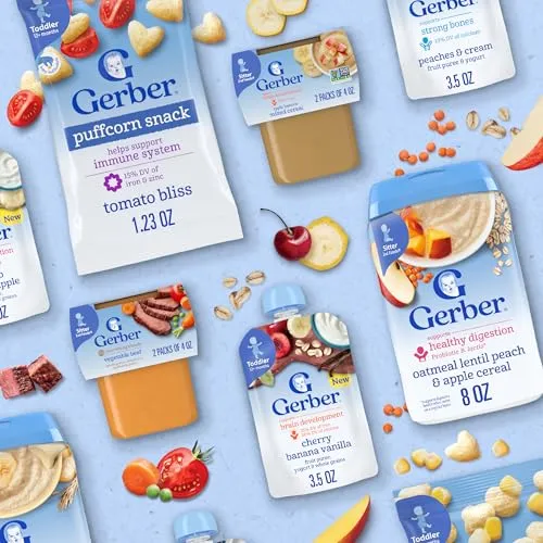 Gerber Toddler Food, Apple Cinnamon, Fruit Puree, Yogurt & Whole Grains, Toddler Food Pouches, Fiber Helps Support Healthy Digestion, No Artificial Flavors, 12-Pack