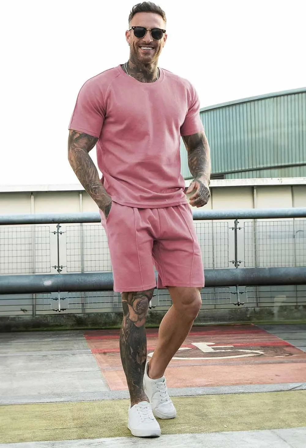 GINGTTO Mens Short Sets 2 Piece Outfits Fashion Summer Tracksuits Casual Set