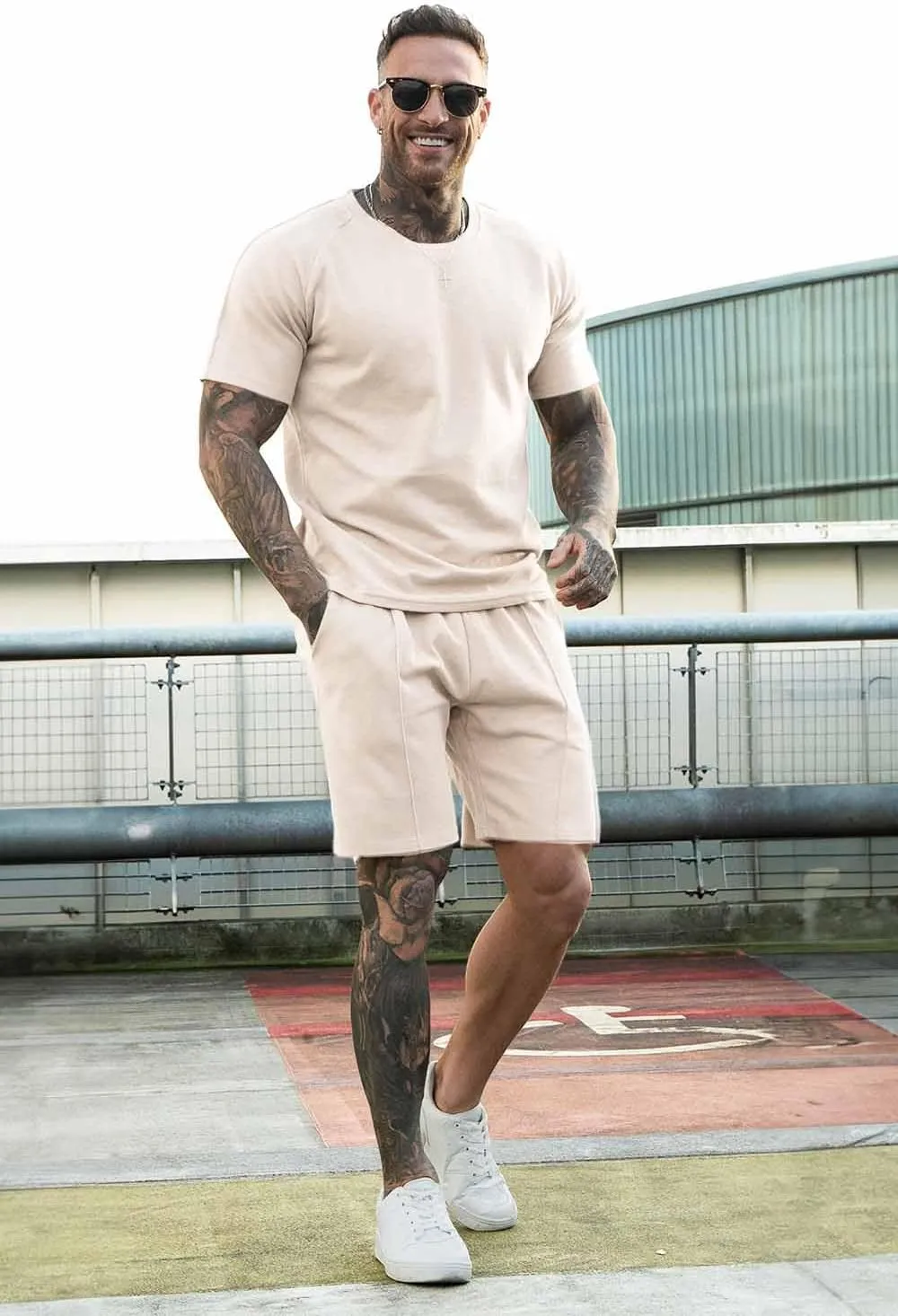 GINGTTO Mens Short Sets 2 Piece Outfits Fashion Summer Tracksuits Casual Set