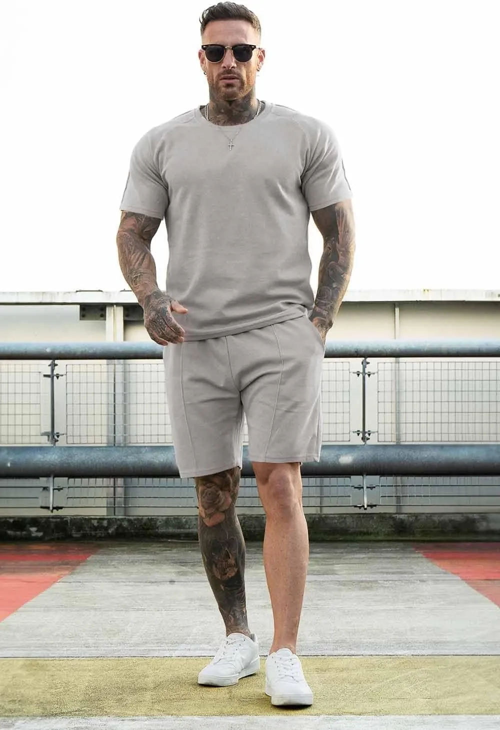 GINGTTO Mens Short Sets 2 Piece Outfits Fashion Summer Tracksuits Casual Set