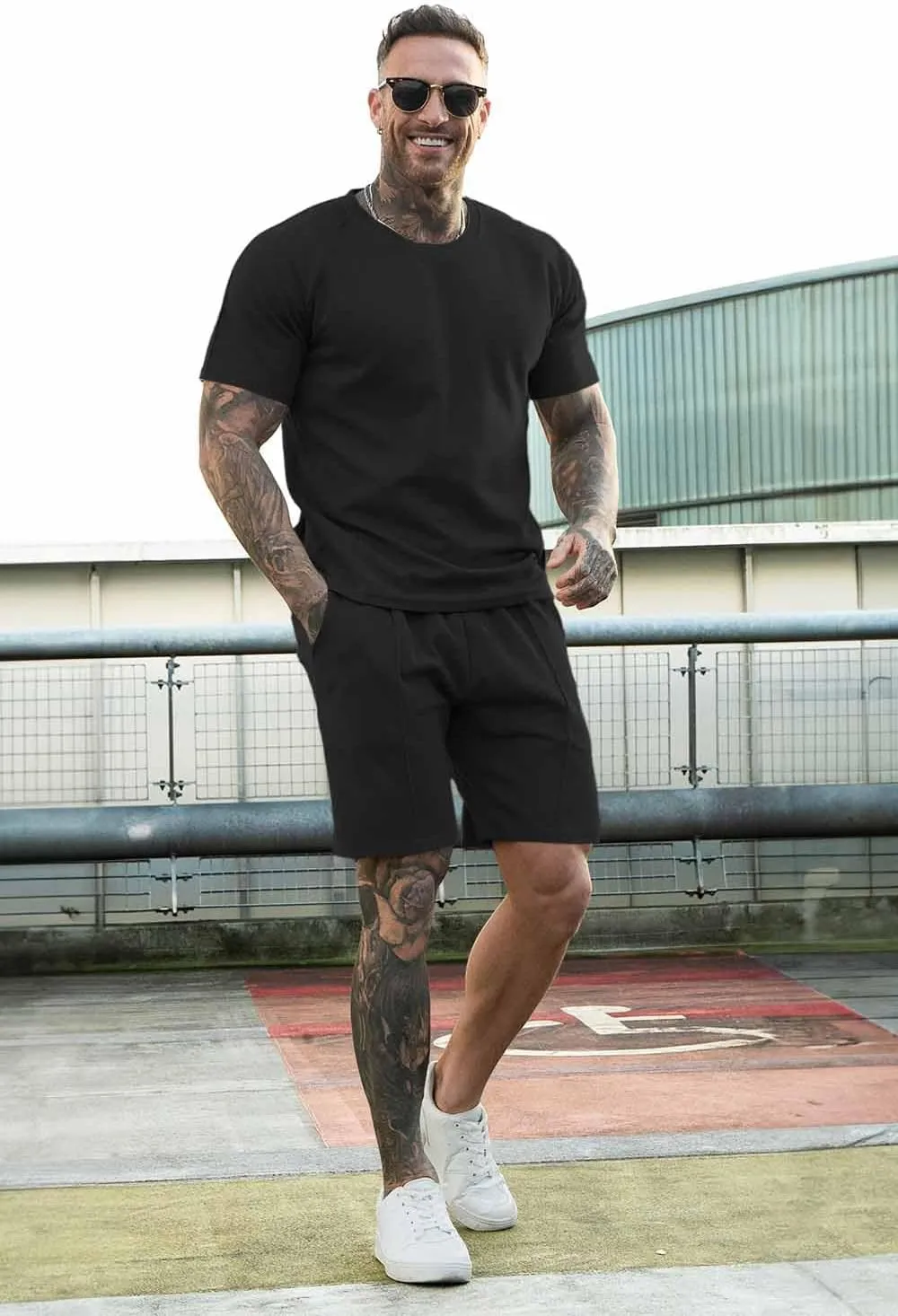 GINGTTO Mens Short Sets 2 Piece Outfits Fashion Summer Tracksuits Casual Set