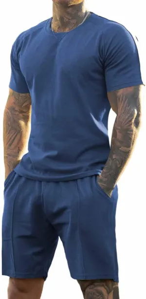 GINGTTO Mens Short Sets 2 Piece Outfits Fashion Summer Tracksuits Casual Set