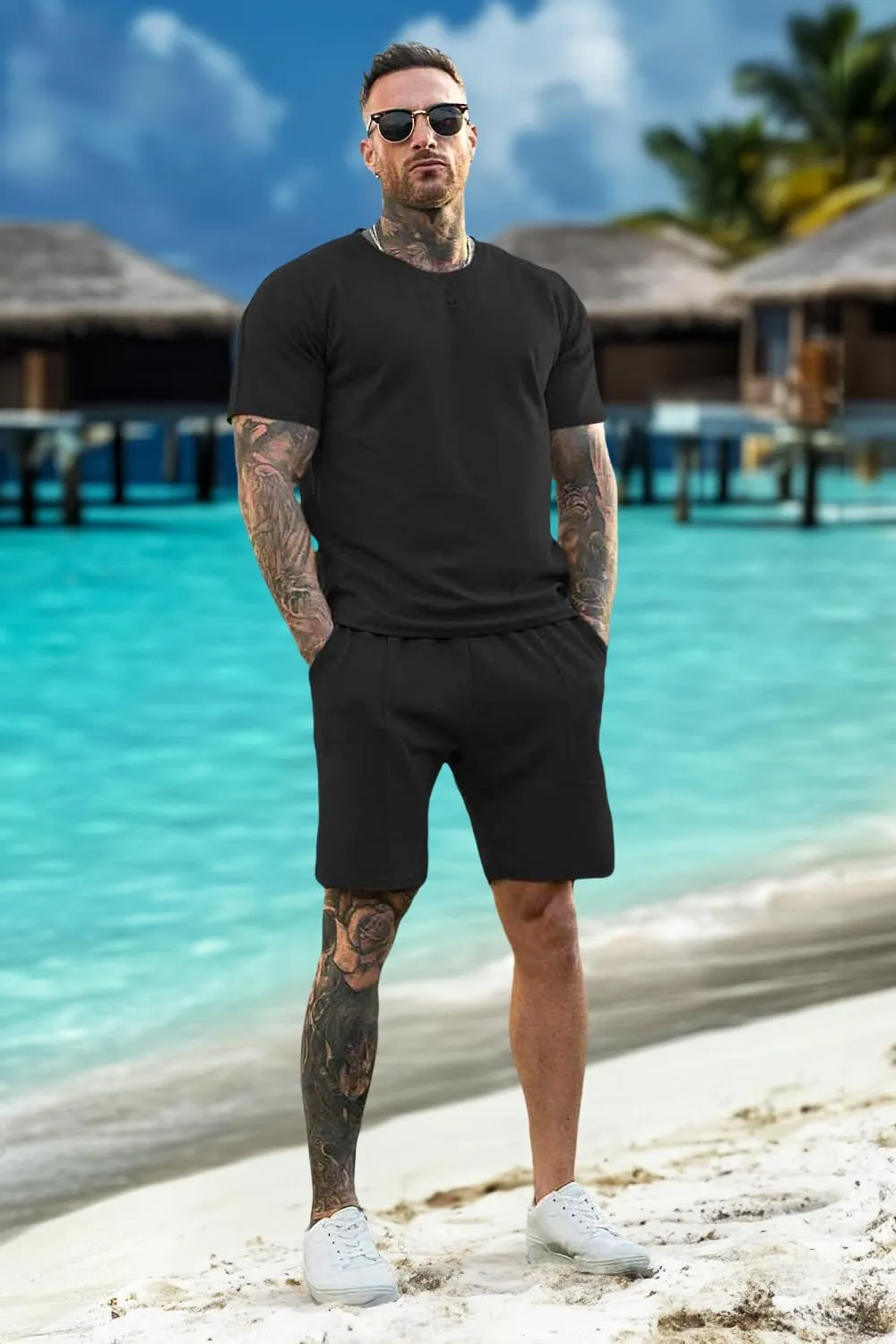 GINGTTO Mens Short Sets 2 Piece Outfits Fashion Summer Tracksuits Casual Set