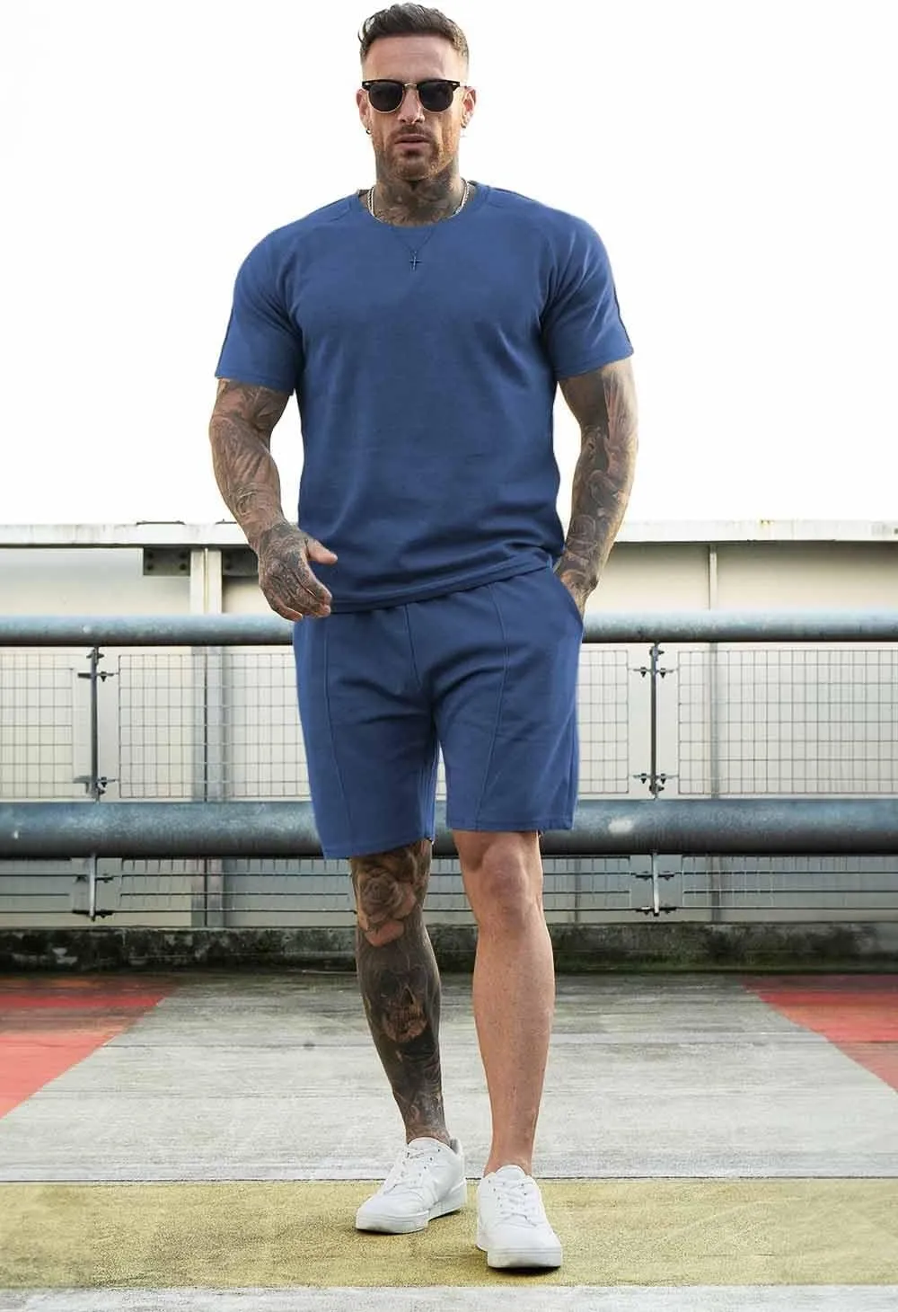 GINGTTO Mens Short Sets 2 Piece Outfits Fashion Summer Tracksuits Casual Set