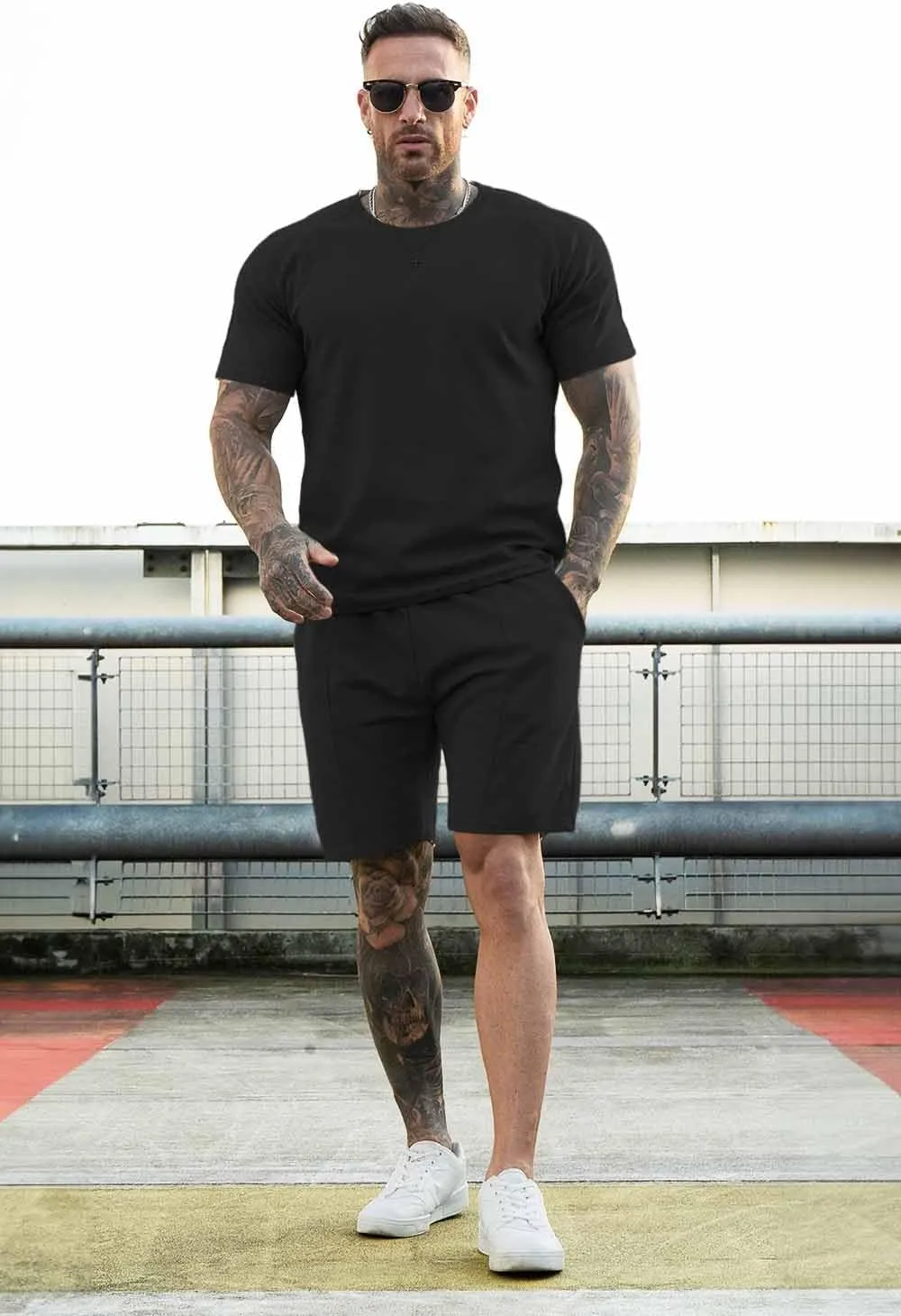 GINGTTO Mens Short Sets 2 Piece Outfits Fashion Summer Tracksuits Casual Set