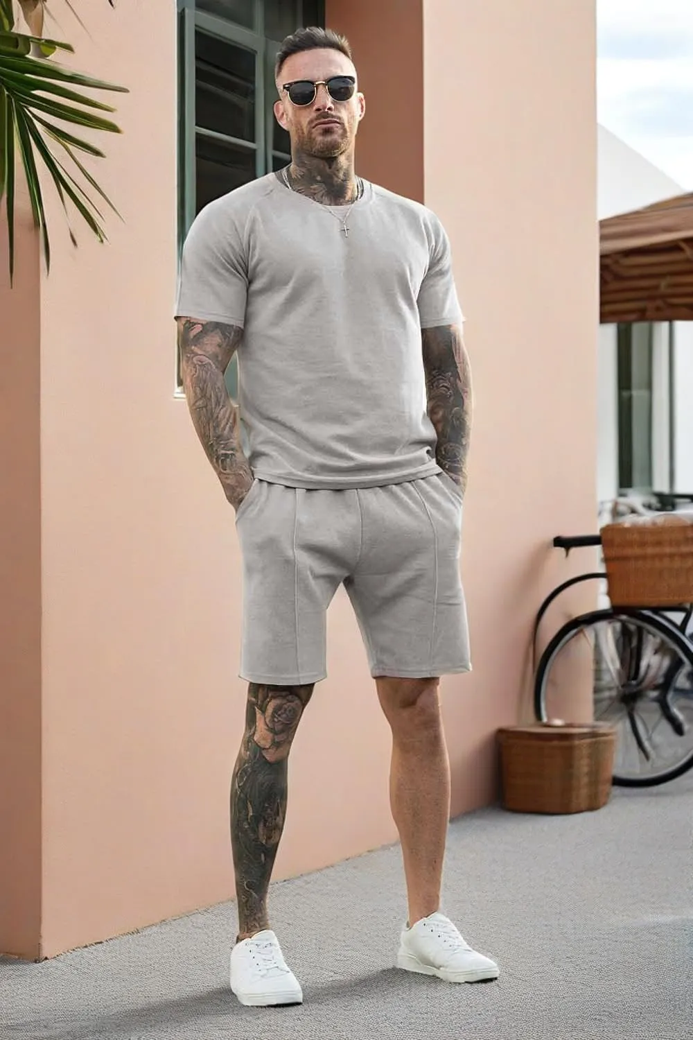 GINGTTO Mens Short Sets 2 Piece Outfits Fashion Summer Tracksuits Casual Set