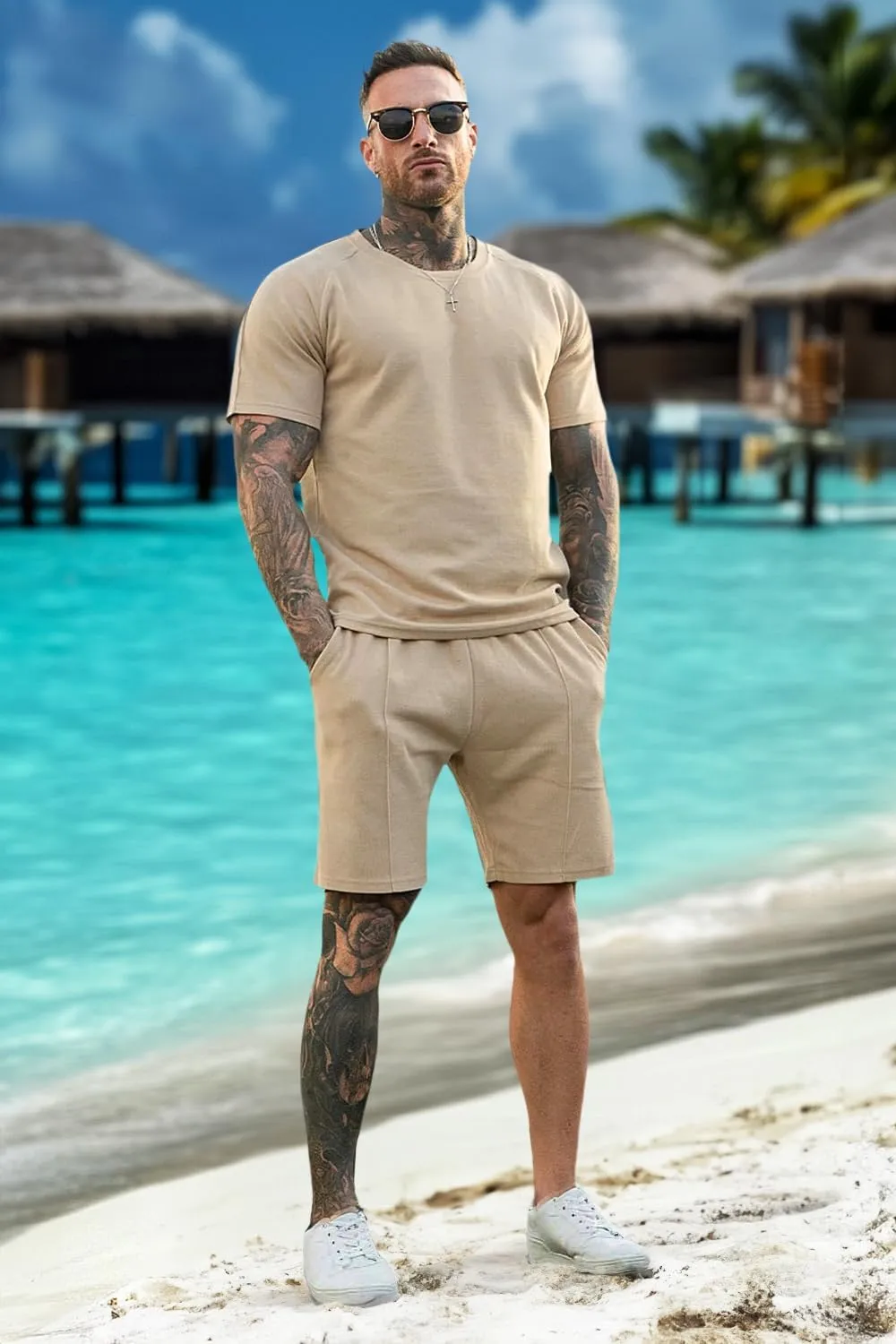 GINGTTO Mens Short Sets 2 Piece Outfits Fashion Summer Tracksuits Casual Set