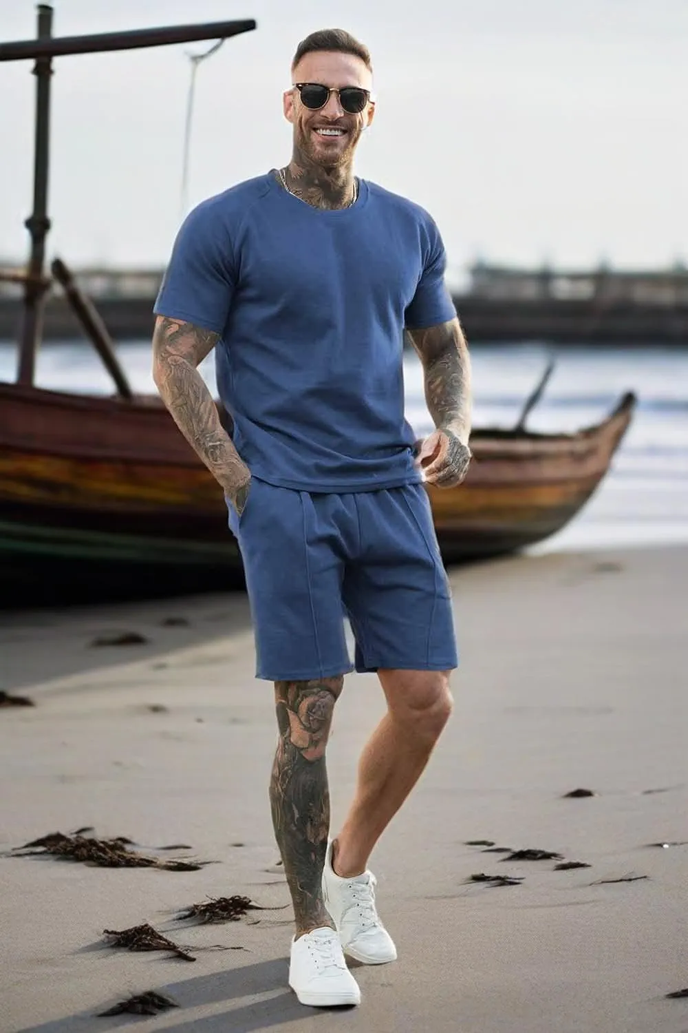 GINGTTO Mens Short Sets 2 Piece Outfits Fashion Summer Tracksuits Casual Set