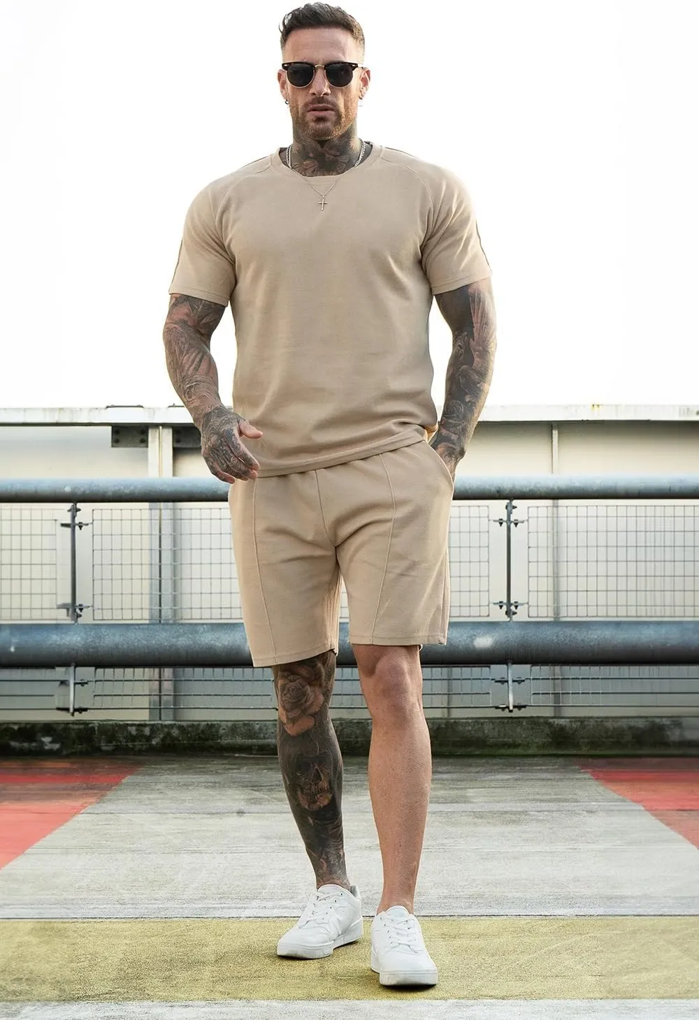 GINGTTO Mens Short Sets 2 Piece Outfits Fashion Summer Tracksuits Casual Set