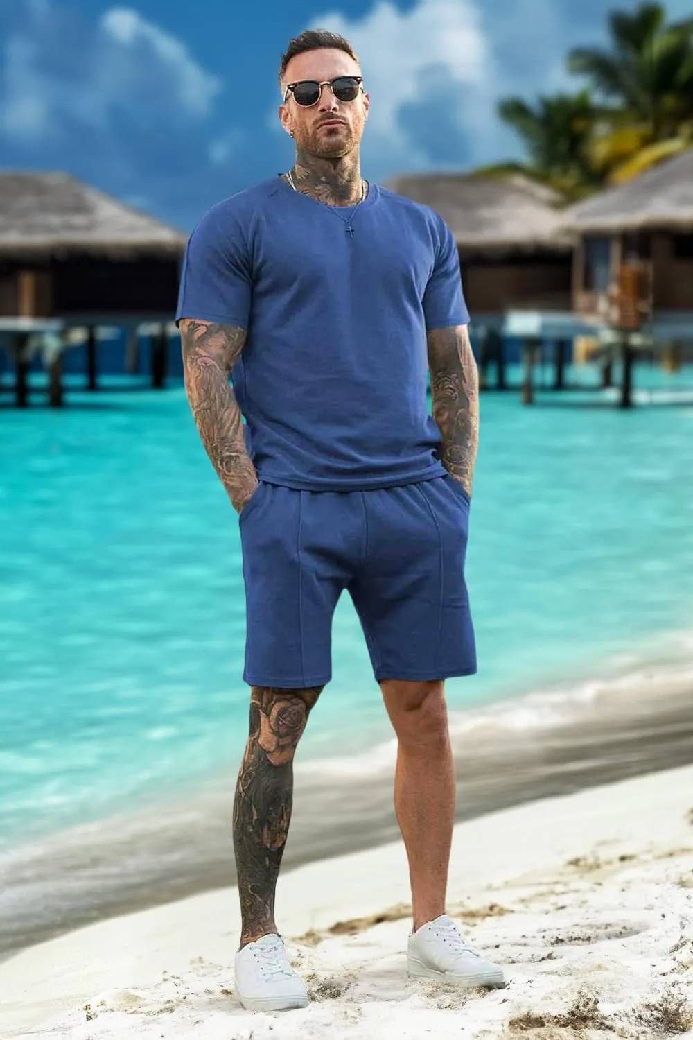 GINGTTO Mens Short Sets 2 Piece Outfits Fashion Summer Tracksuits Casual Set