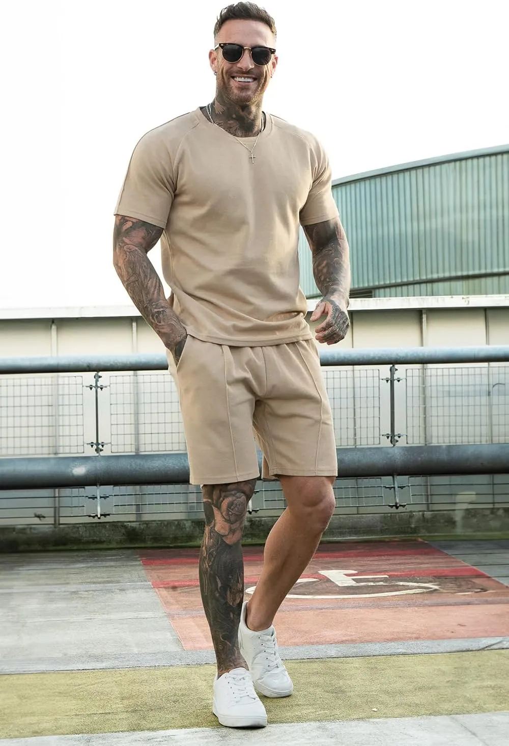 GINGTTO Mens Short Sets 2 Piece Outfits Fashion Summer Tracksuits Casual Set