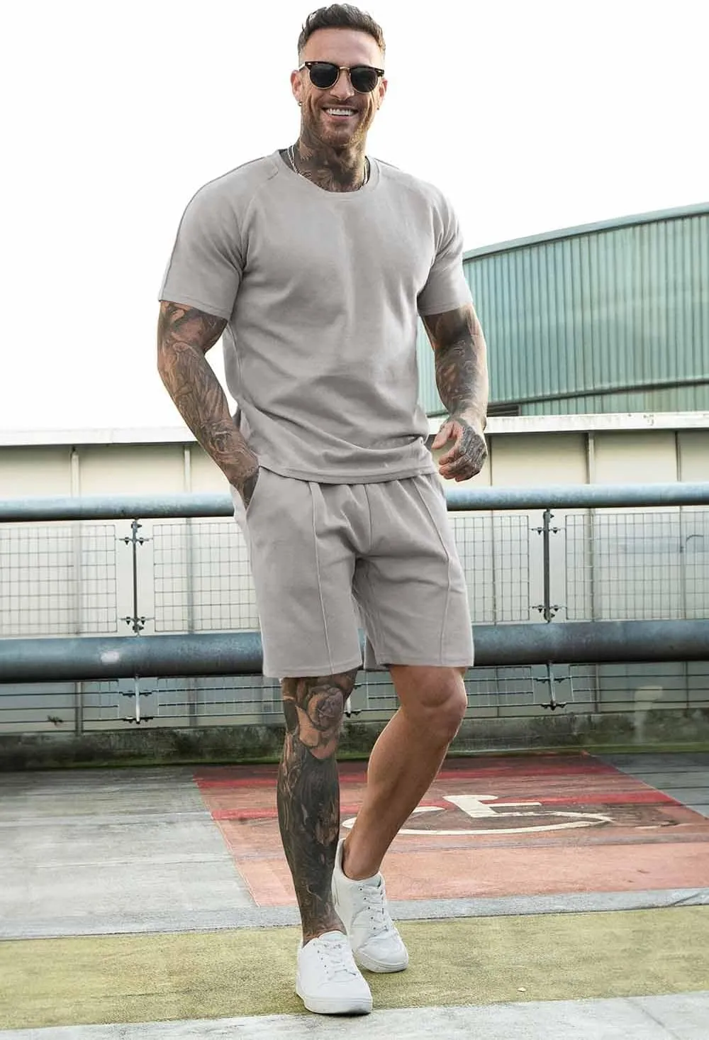 GINGTTO Mens Short Sets 2 Piece Outfits Fashion Summer Tracksuits Casual Set