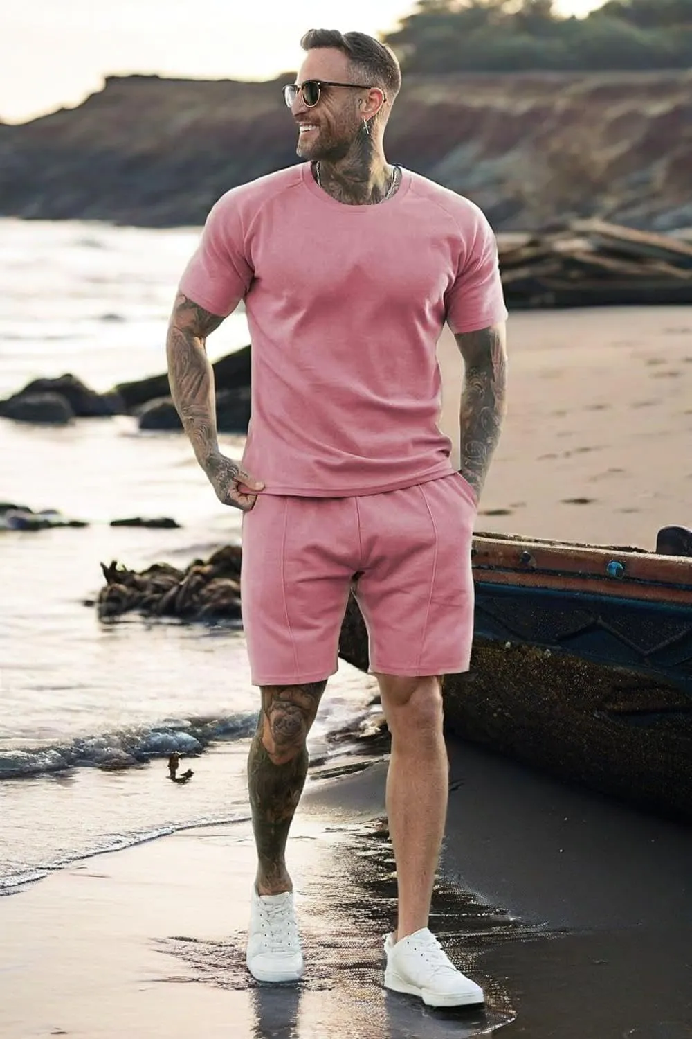 GINGTTO Mens Short Sets 2 Piece Outfits Fashion Summer Tracksuits Casual Set