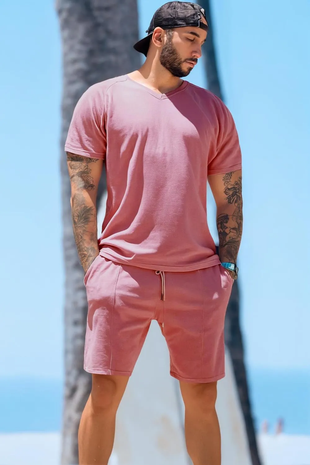 GINGTTO Mens Short Sets 2 Piece Outfits Fashion Summer Tracksuits Casual Set
