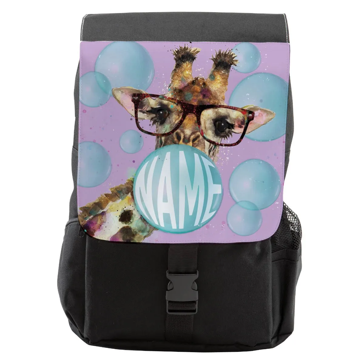 Giraffe Blowing Bubble Personalized Flap Backpack