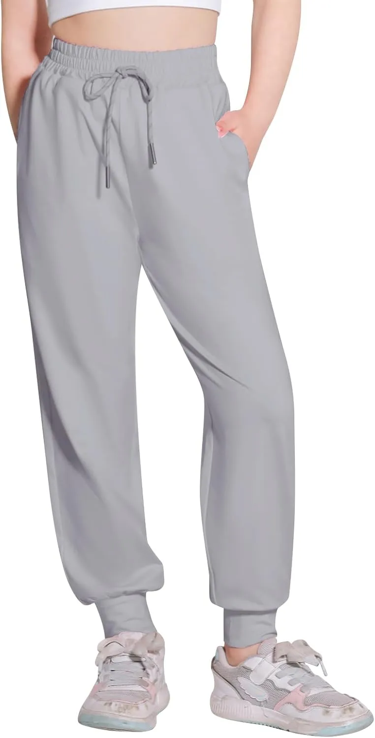 Girls Sweatpants Cooling Baggy Pants Lightweight Quick Dry Athletic Joggers with Pockets Lounge Jogging Pants 5-14Y