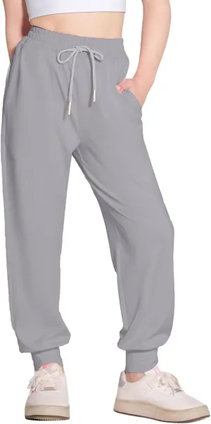 Girls Sweatpants Cooling Baggy Pants Lightweight Quick Dry Athletic Joggers with Pockets Lounge Jogging Pants 5-14Y