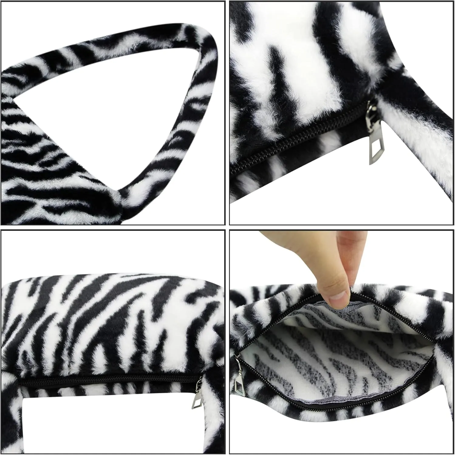 Girls Women Shoulder Clutch Purse Underarm Bag Fluffy Fuzzy Faux Fur Mini Cute Tote Handbag
