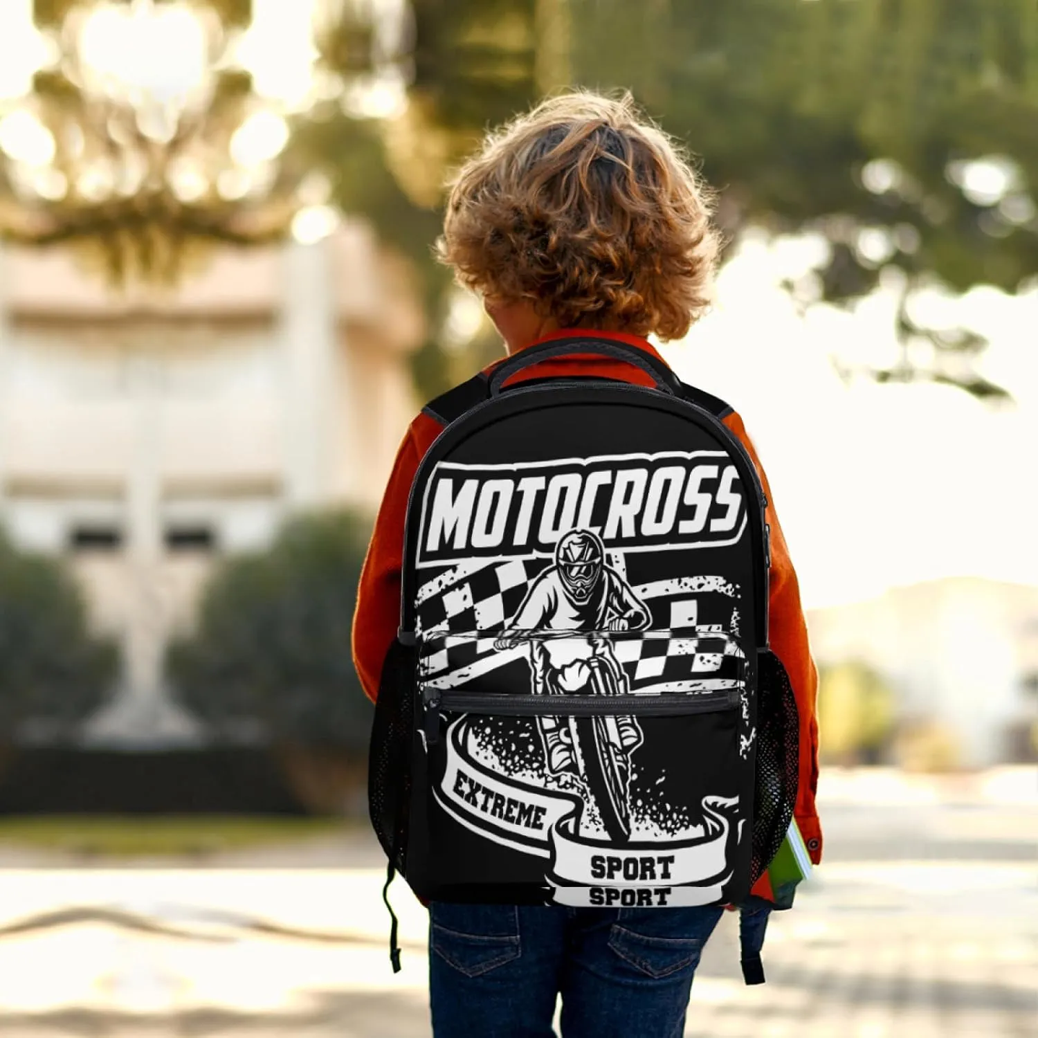 Giwawa Motorcycle Biker Backpack Motocross Dirt Bike School Bookbag Travel Camping Shoulder Bag Durable Casual Daypack for Teen Men Boys