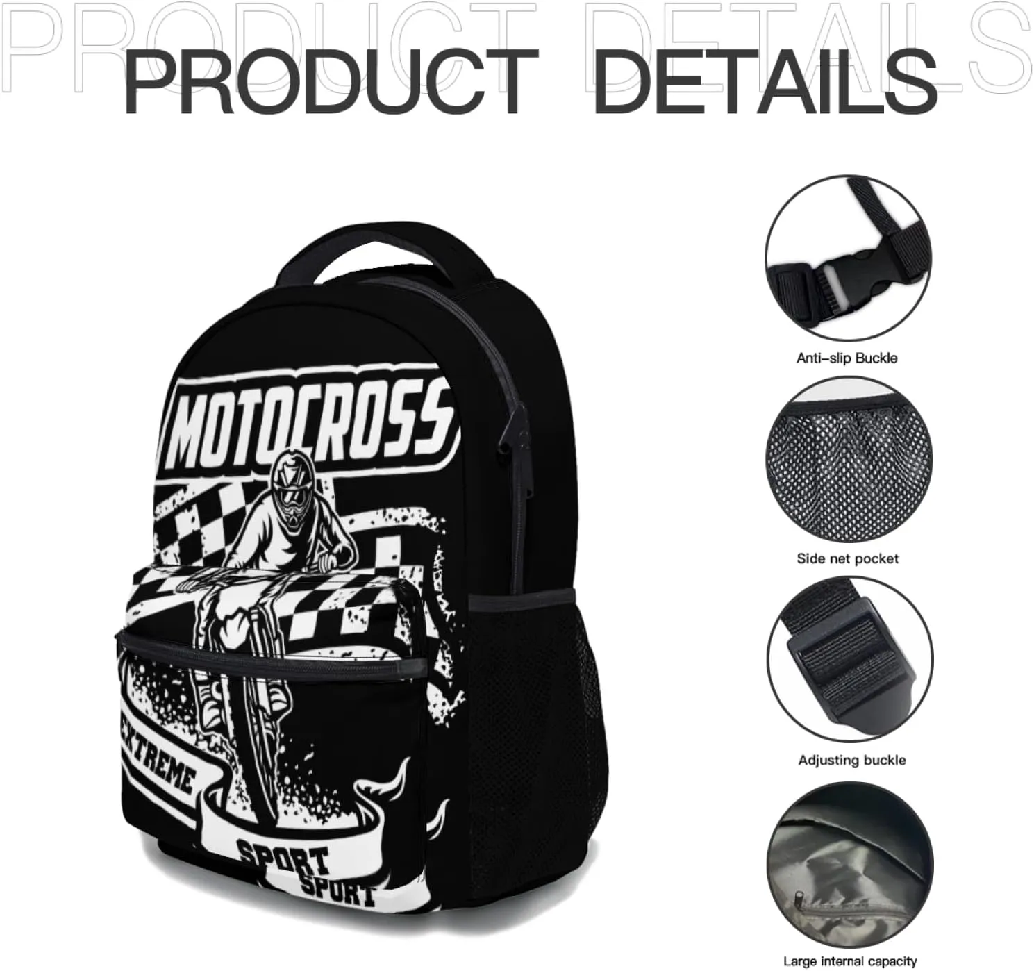 Giwawa Motorcycle Biker Backpack Motocross Dirt Bike School Bookbag Travel Camping Shoulder Bag Durable Casual Daypack for Teen Men Boys