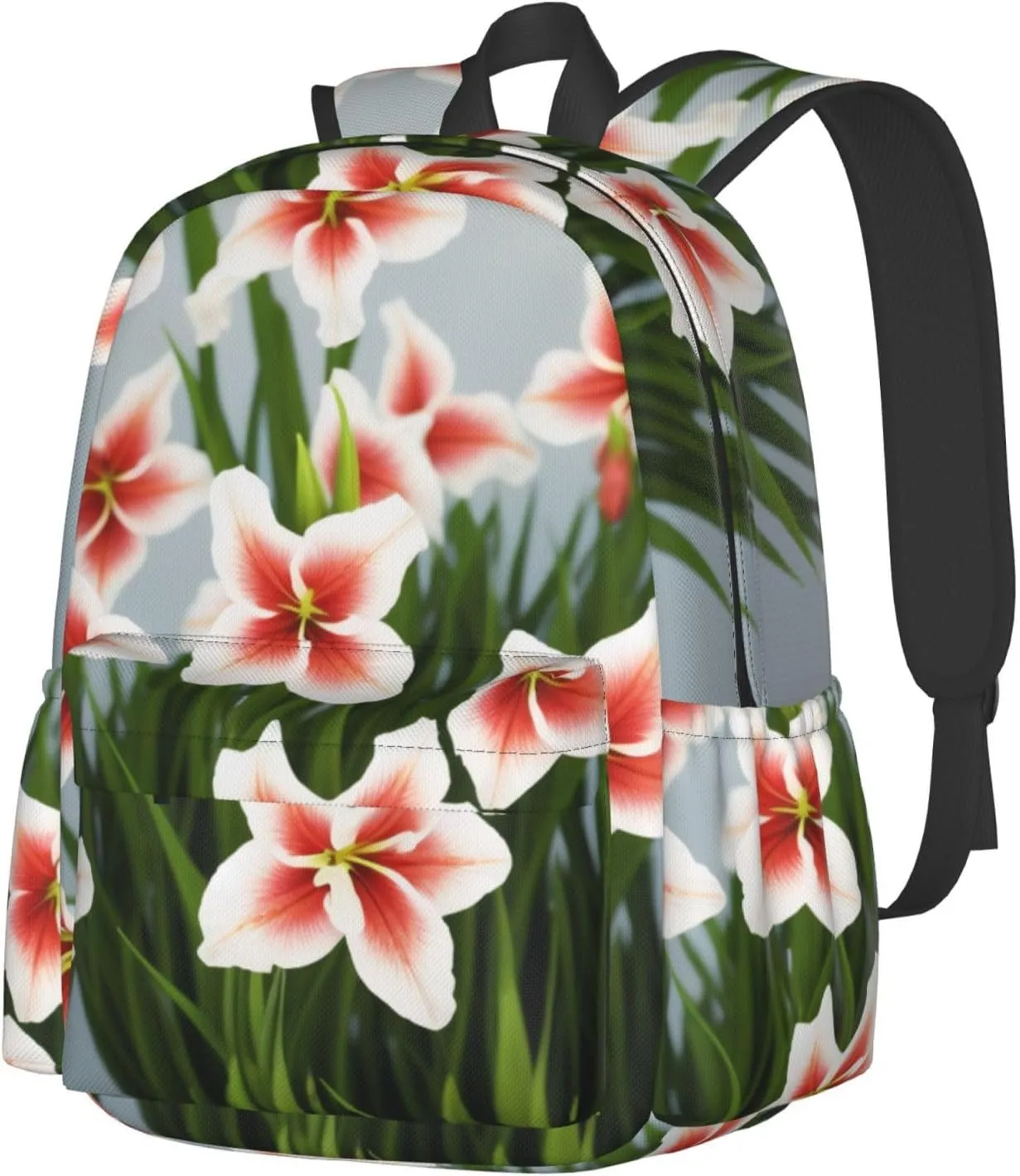 Gladioluses Backpack Print Shoulder Canvas Bag Travel Large Capacity Casual Daypack With Side Pockets