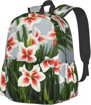 Gladioluses Backpack Print Shoulder Canvas Bag Travel Large Capacity Casual Daypack With Side Pockets
