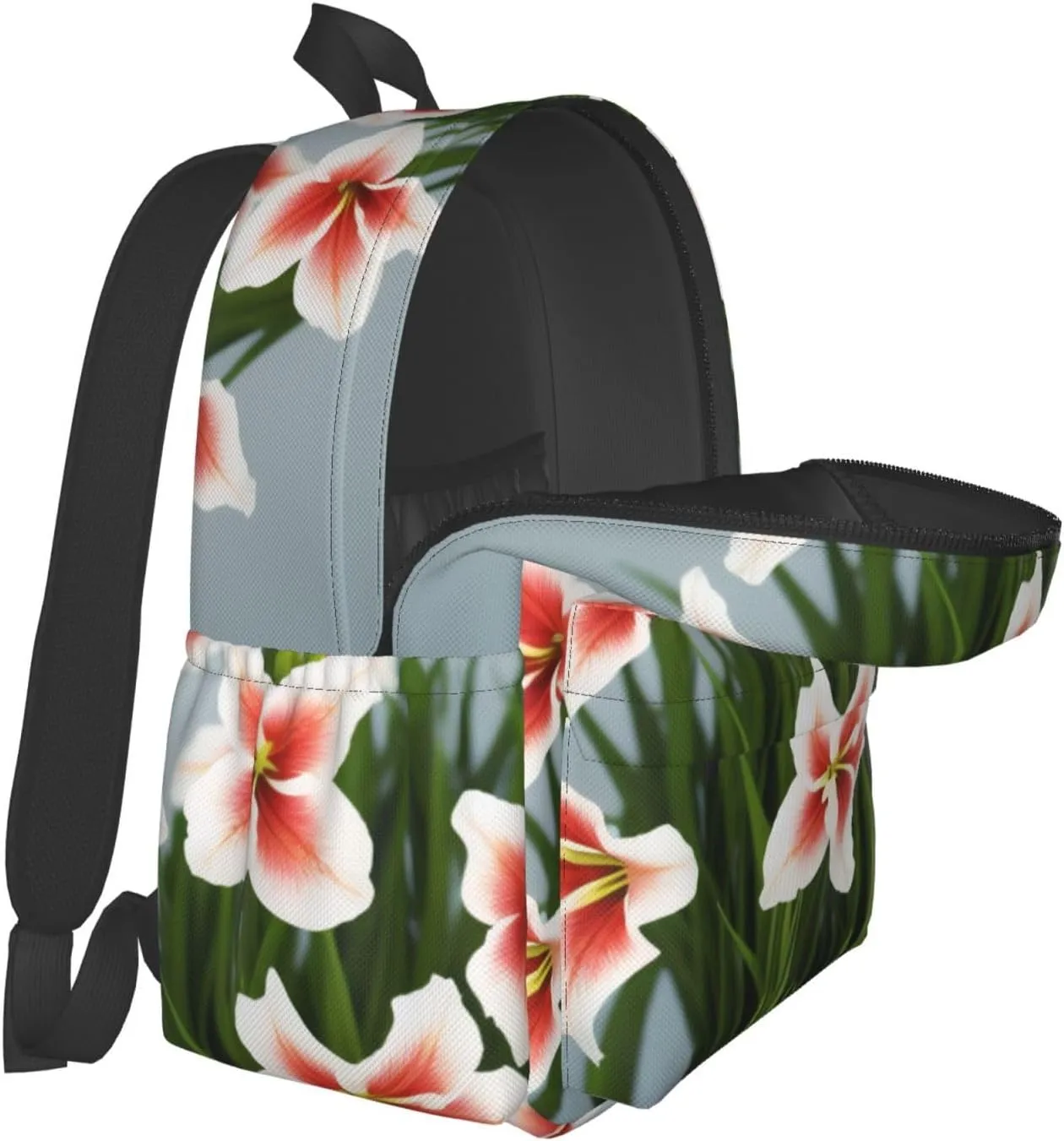 Gladioluses Backpack Print Shoulder Canvas Bag Travel Large Capacity Casual Daypack With Side Pockets