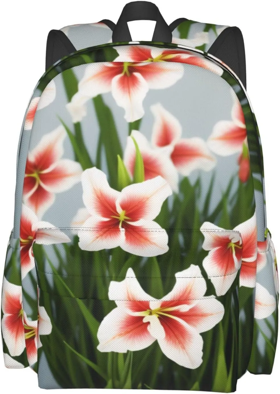 Gladioluses Backpack Print Shoulder Canvas Bag Travel Large Capacity Casual Daypack With Side Pockets