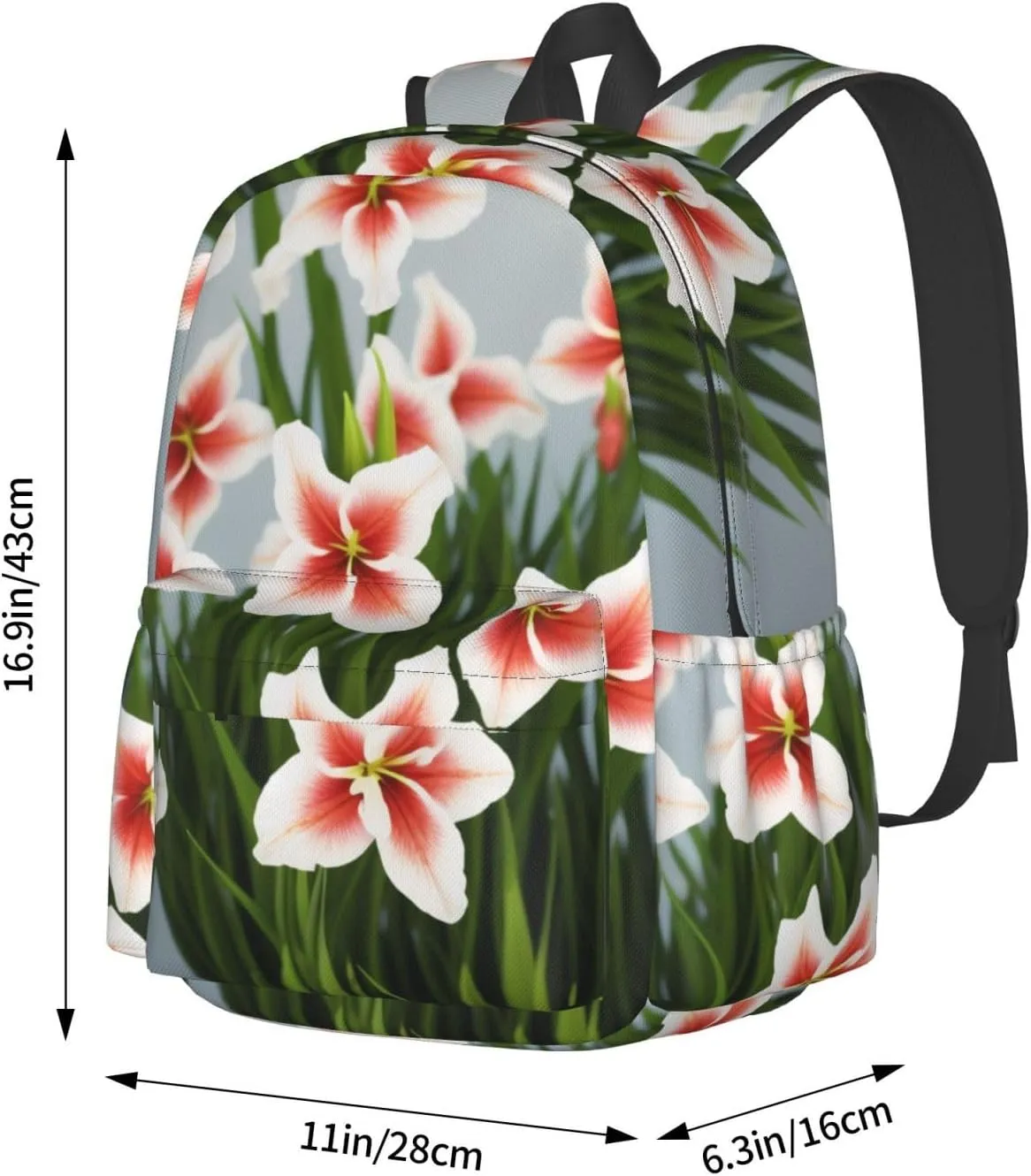 Gladioluses Backpack Print Shoulder Canvas Bag Travel Large Capacity Casual Daypack With Side Pockets