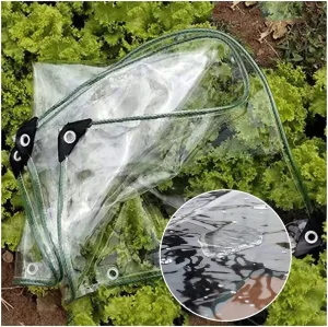 Glass Clear Tarpaulin Waterproof, Heavy Duty Windshield Balcony Rain Cover, with Metal Holes, for Outdoor Camping Ground Sheet Cover (Size : 1x2.5M/3.3x8.2ft)