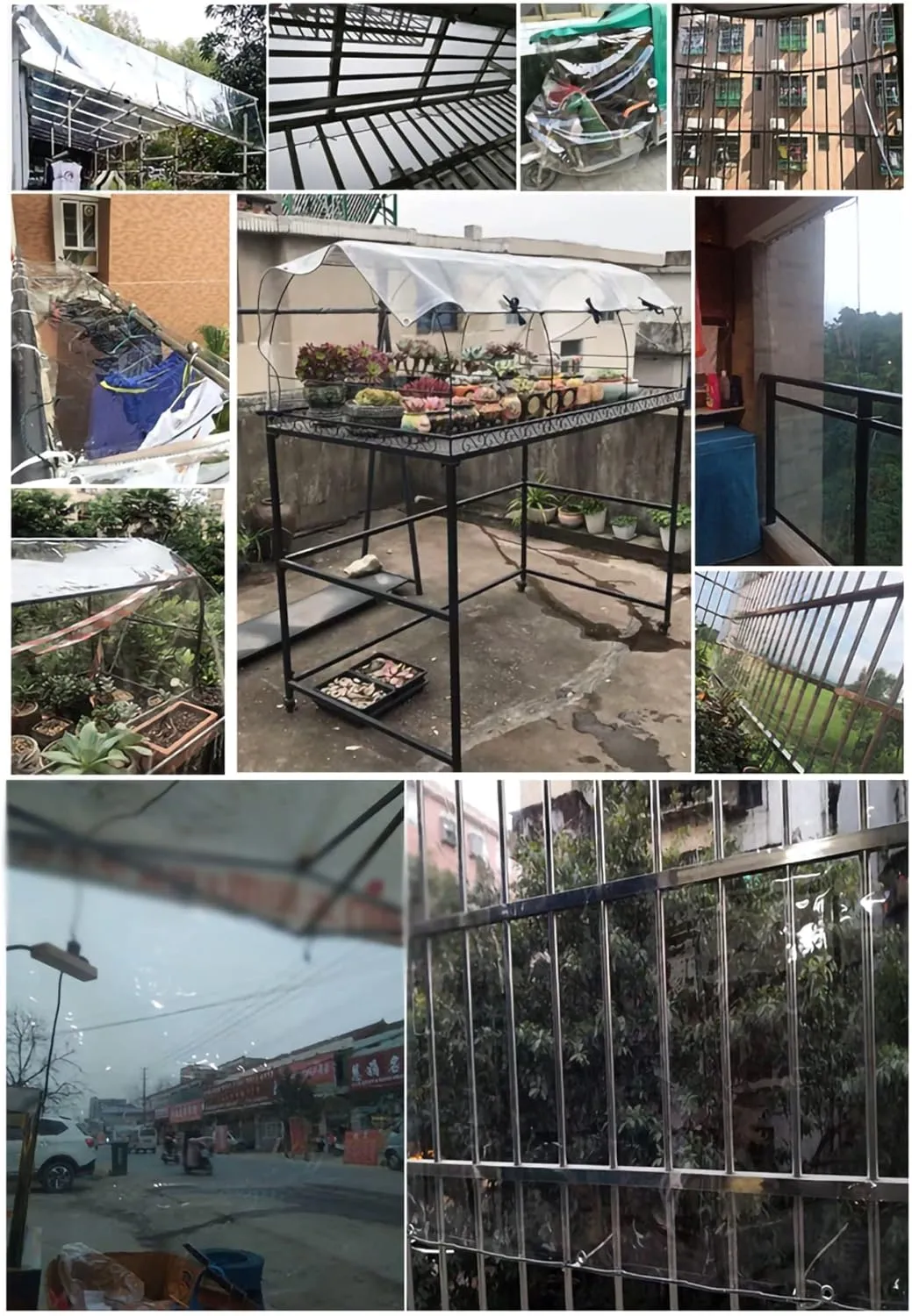 Glass Clear Tarpaulin Waterproof, Heavy Duty Windshield Balcony Rain Cover, with Metal Holes, for Outdoor Camping Ground Sheet Cover (Size : 1x2.5M/3.3x8.2ft)