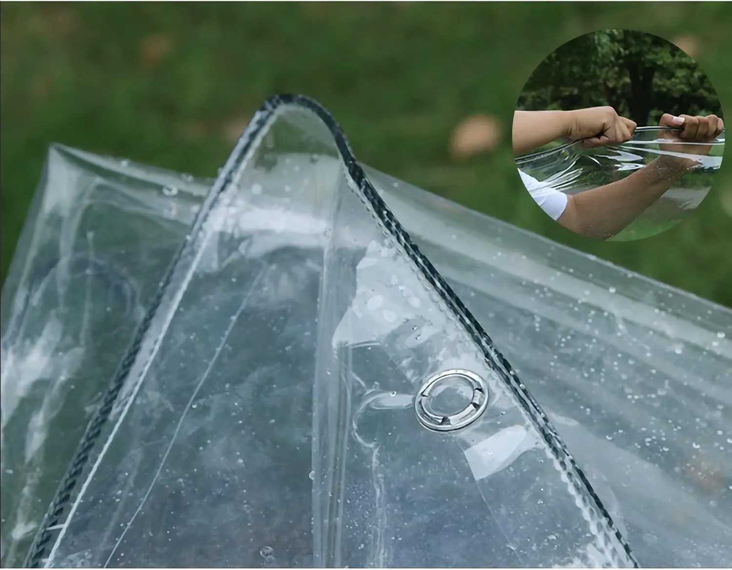 Glass Clear Tarpaulin Waterproof, Heavy Duty Windshield Balcony Rain Cover, with Metal Holes, for Outdoor Camping Ground Sheet Cover (Size : 1x2.5M/3.3x8.2ft)