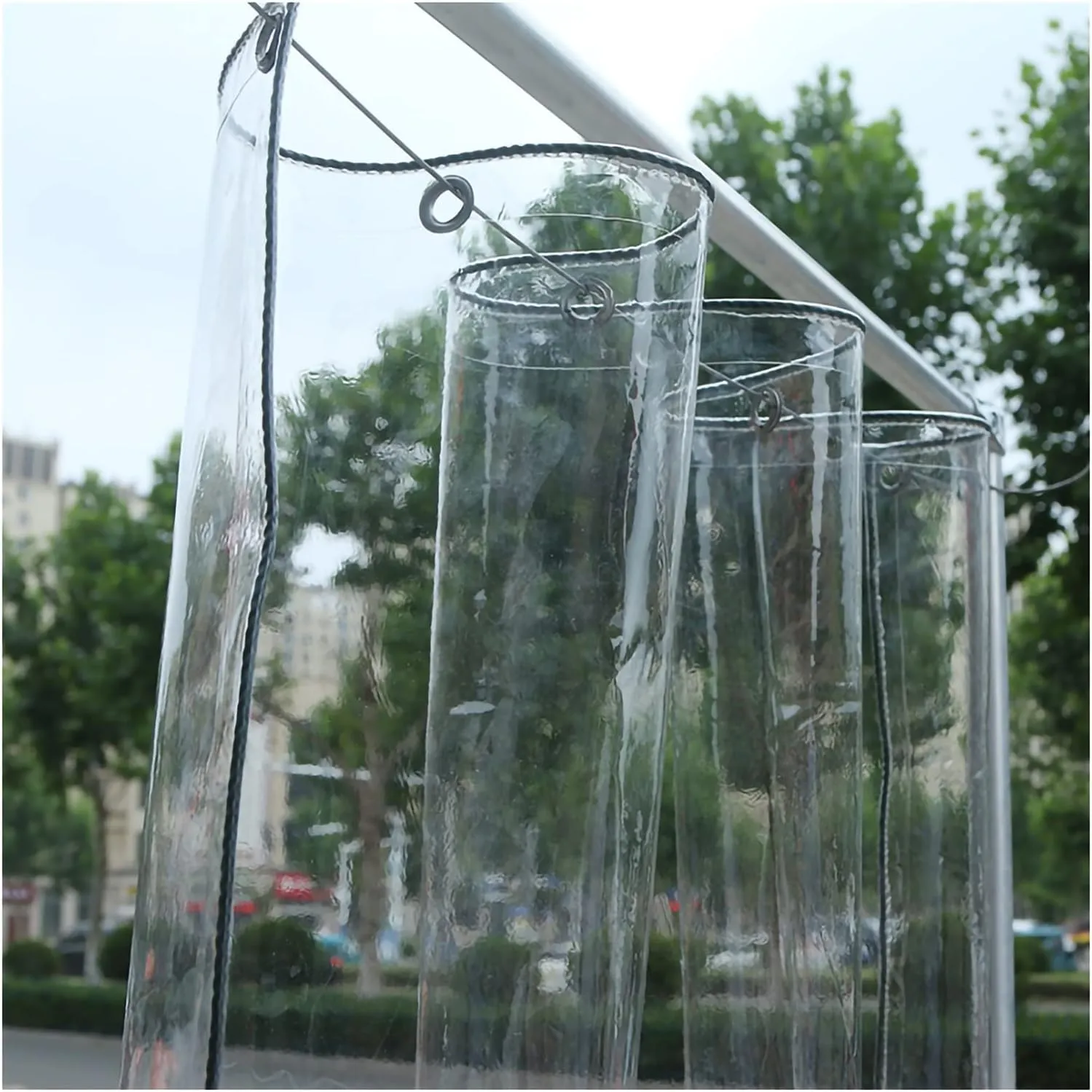 Glass Clear Tarpaulin Waterproof, Heavy Duty Windshield Balcony Rain Cover, with Metal Holes, for Outdoor Camping Ground Sheet Cover (Size : 1x2.5M/3.3x8.2ft)