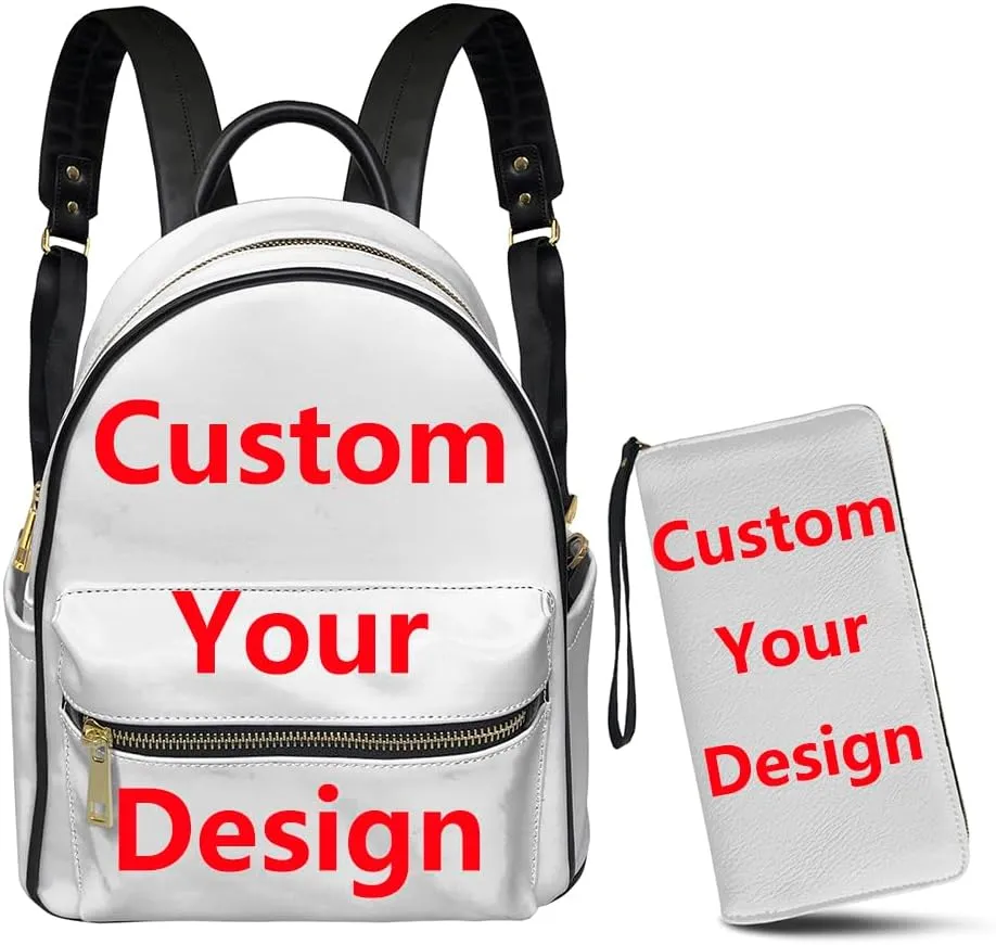 GLENLCWE Custom Backpack with Large Wallet Purse for Women Leather Daypack Handbag Mini Backpack Travel Shoulder Bag