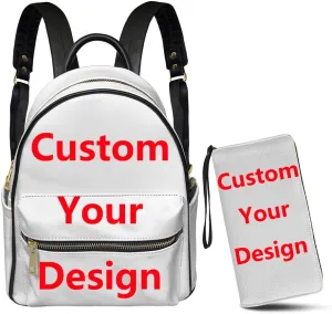 GLENLCWE Custom Backpack with Large Wallet Purse for Women Leather Daypack Handbag Mini Backpack Travel Shoulder Bag