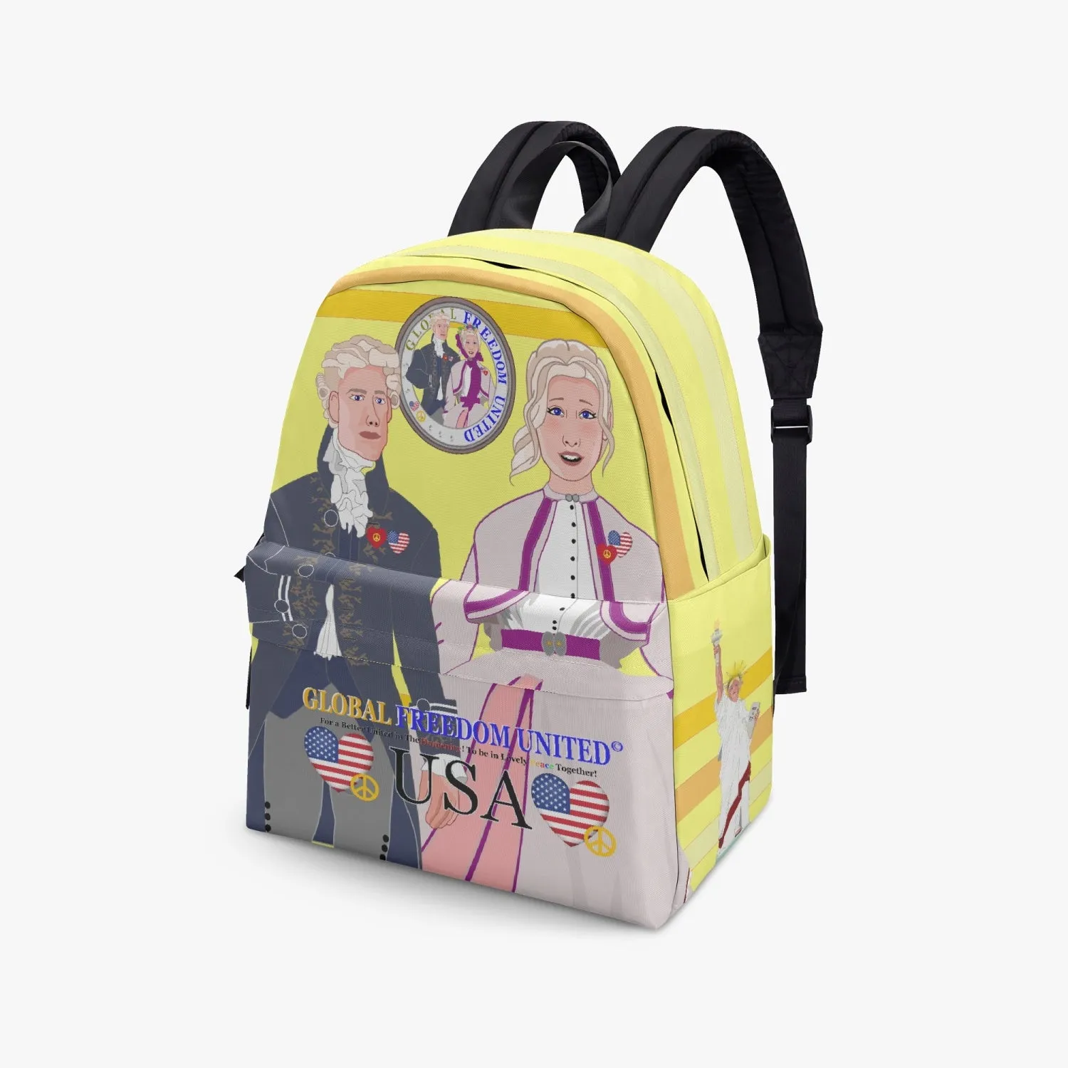GLOBAL FREEDOM UNITED© Couple USA Georg Washington yellow - All-over-print Canvas Backpack