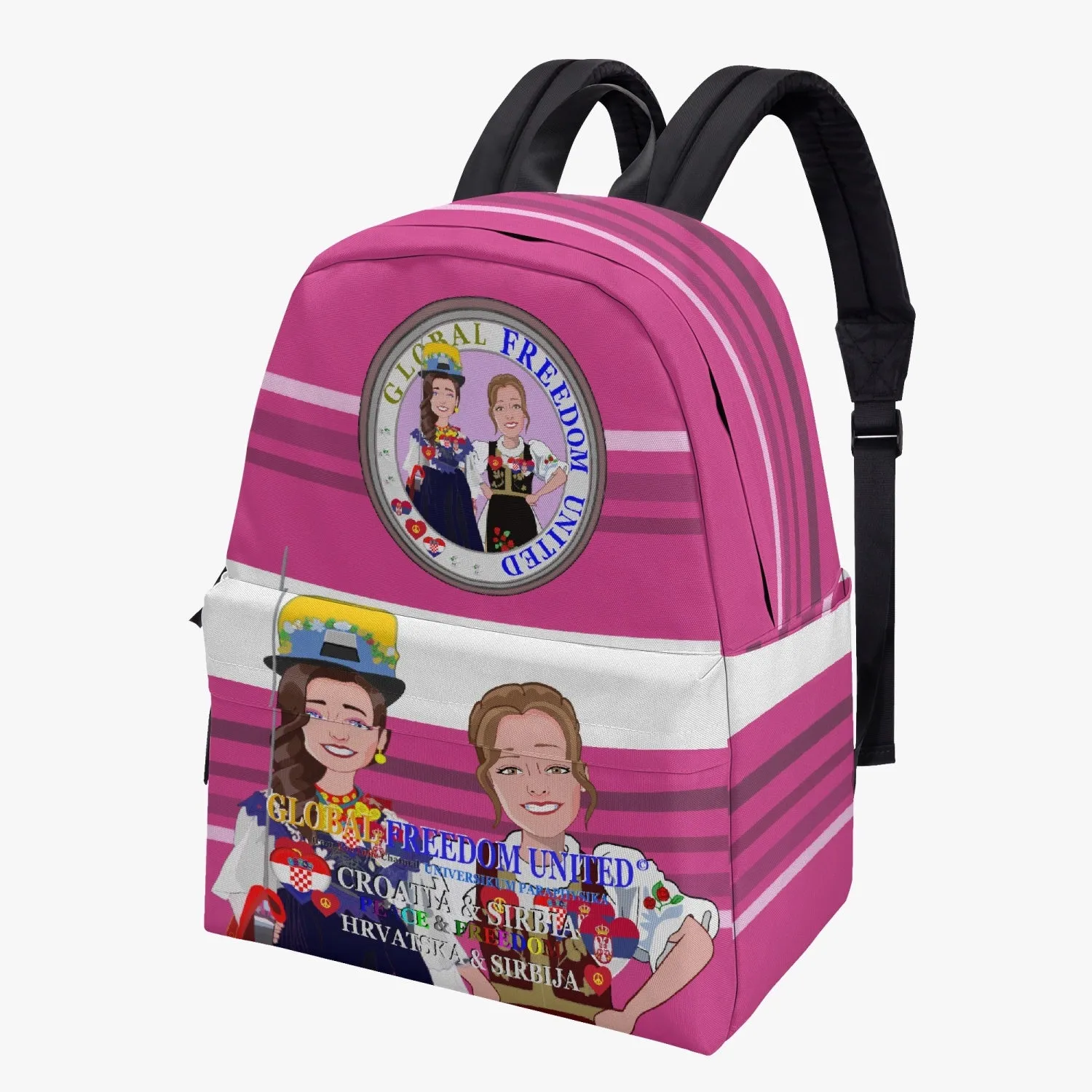 GLOBAL FREEDOM UNITED© Women Croatia & Serbia PINK All-over-print Canvas Backpack
