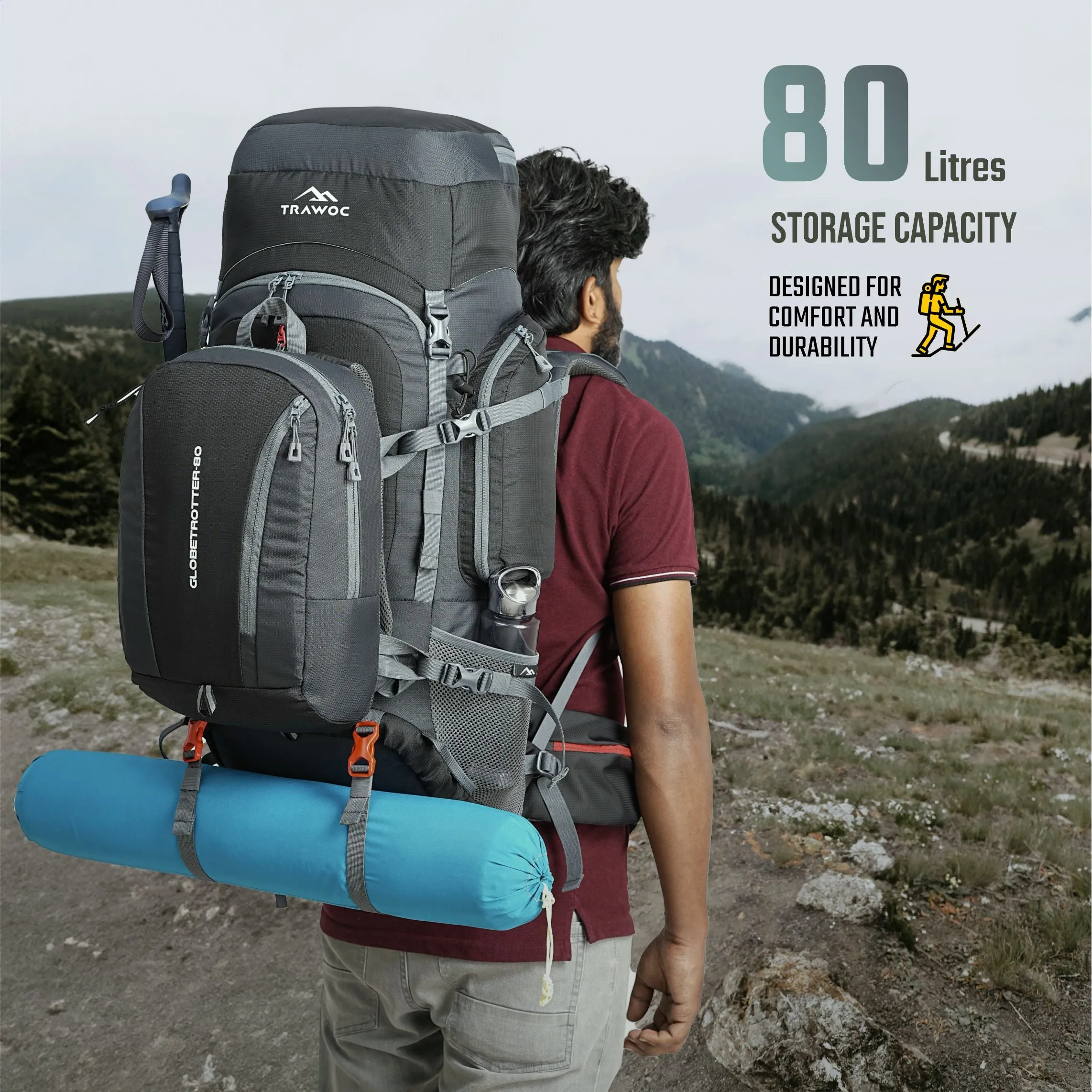 GLOBETROTTER-80 Rucksack - Grey