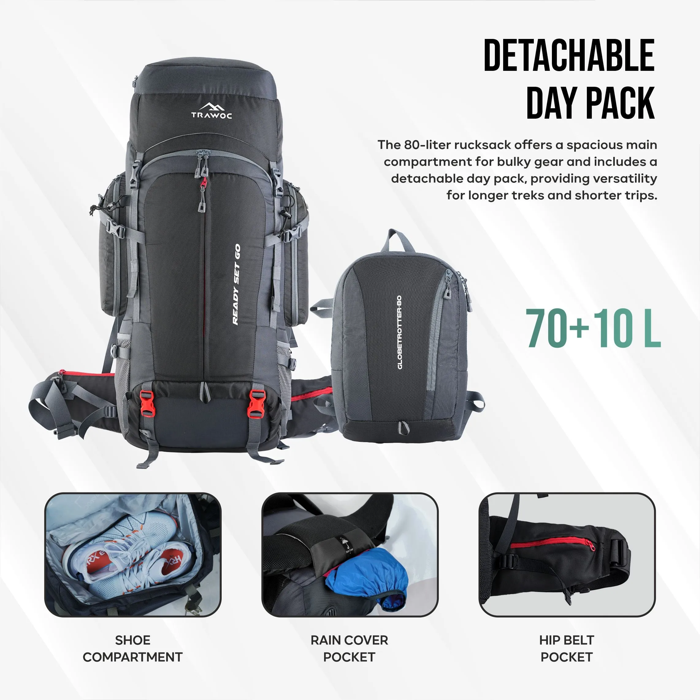 GLOBETROTTER-80 Rucksack - Grey