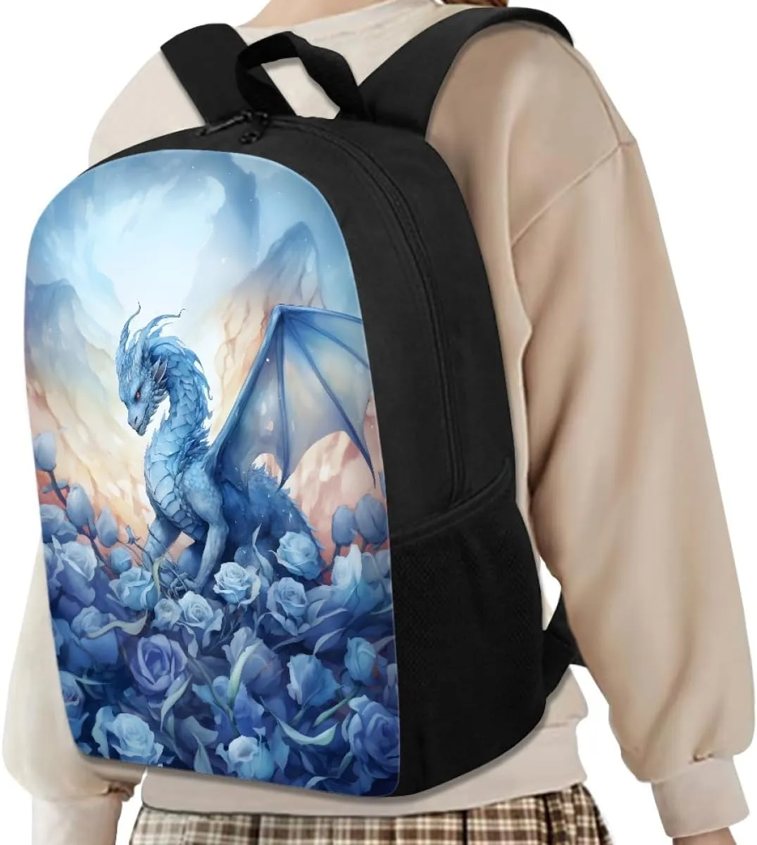 GLUDEAR Cool Animal Graphics Backpack Boy Girl Daypack Bookbag Backpack Adjustable Shoulder Bag,Blue Rose Dragon