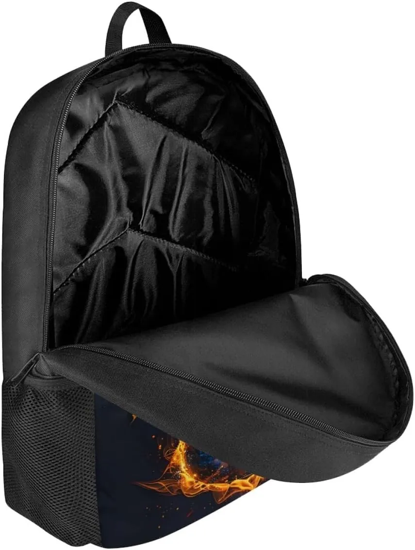 GLUDEAR Cool Fire Guitar Graphics Backpack Boy Girl Daypack Bookbag Backpack Adjustable Shoulder Bag,Glow Flame Guitar
