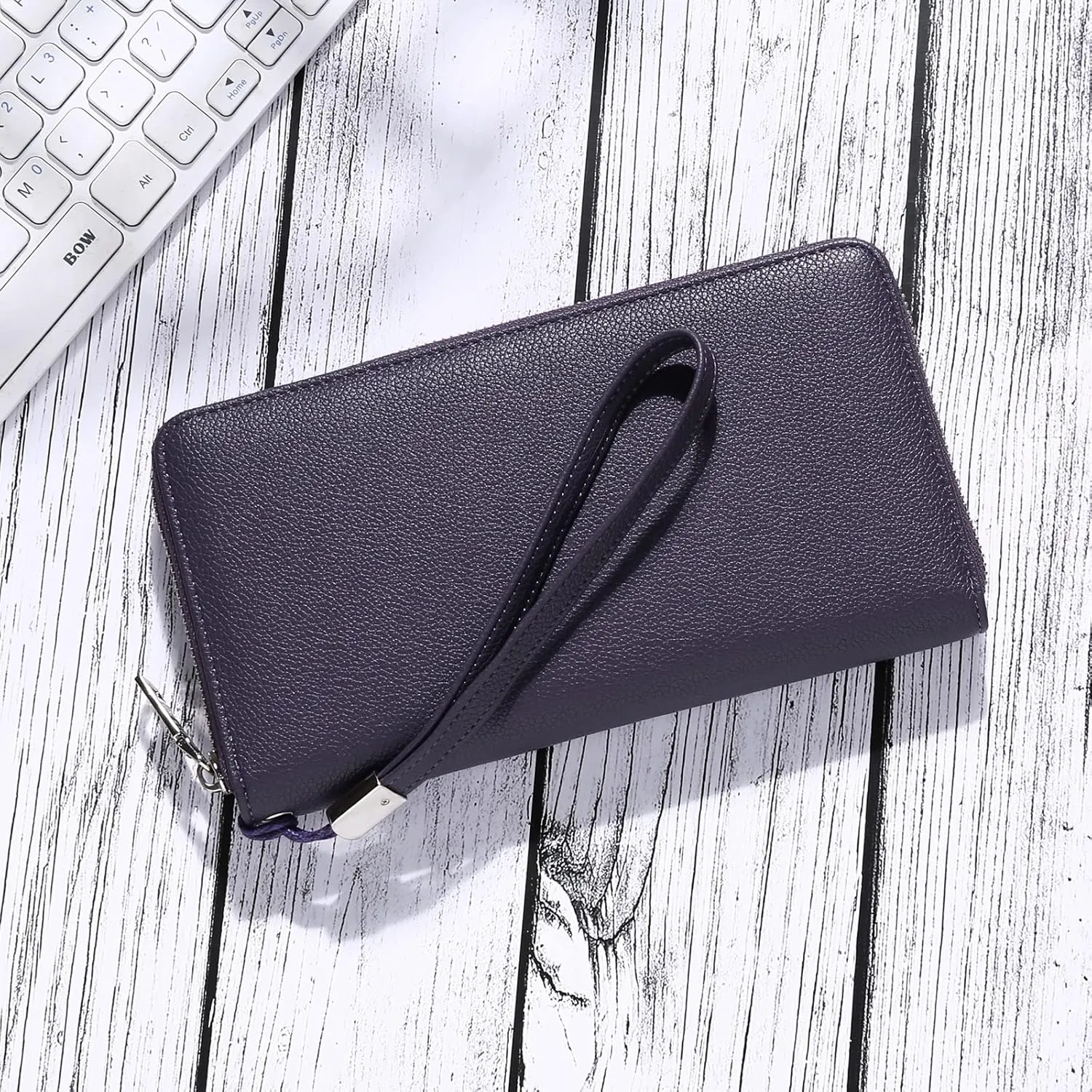 GOIACII Womens Wallet RFID Blocking Leather Zip Around Wallet Large Capacity Long Purse Credit Card Clutch Wristlet