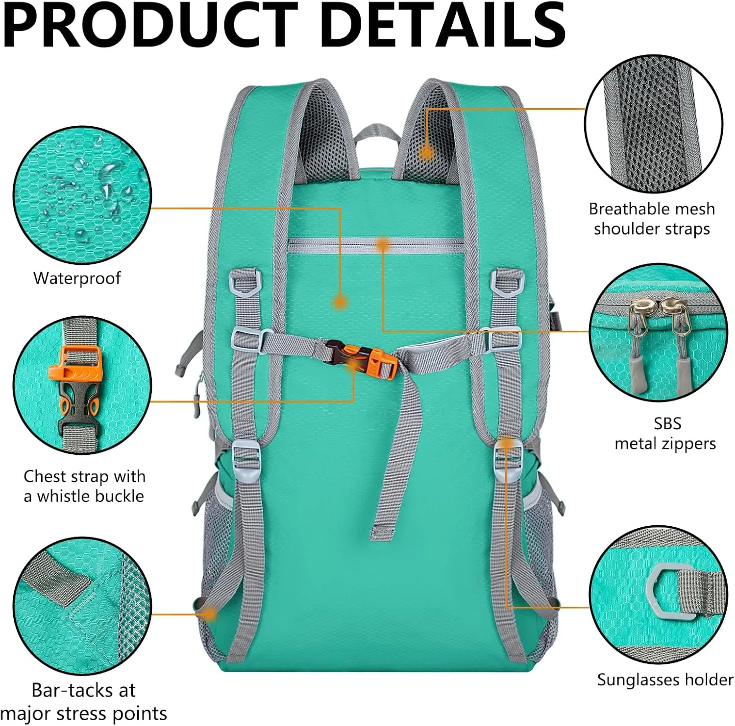 Goloni Ultra Lightweight Packable Backpack 40L - Foldable Hiking Backpack Water Resistant Small Foldable Daypack for Travel,Sky Blue