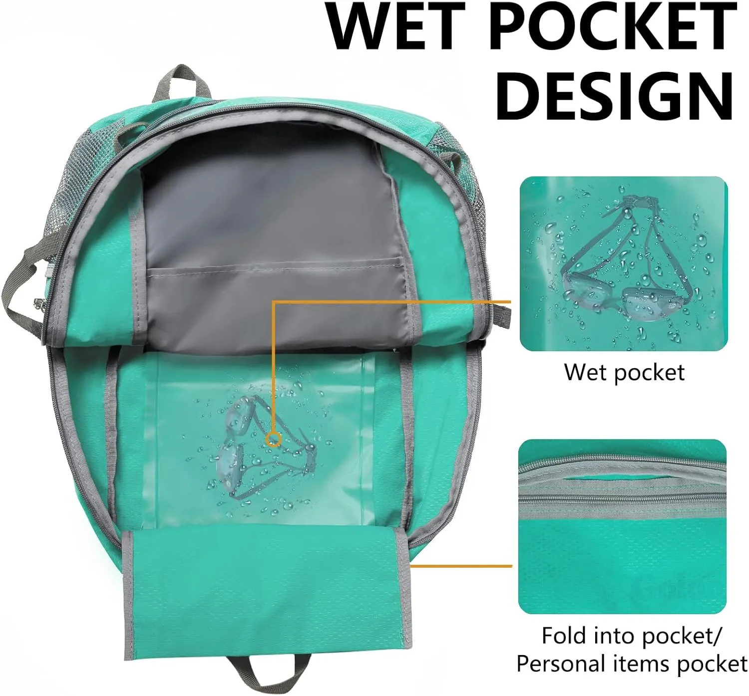 Goloni Ultra Lightweight Packable Backpack 40L - Foldable Hiking Backpack Water Resistant Small Foldable Daypack for Travel,Sky Blue