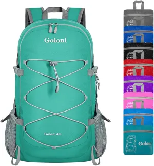 Goloni Ultra Lightweight Packable Backpack 40L - Foldable Hiking Backpack Water Resistant Small Foldable Daypack for Travel,Sky Blue