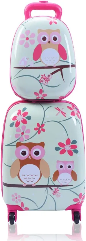 Goplus 2PC Kids Luggage, 12" & 16" Kids Carry On Luggage Set with 4 Spinner Wheels, Lightweight Rolling Spinner Suitcase for Children Toddlers Boys and Girls Travel