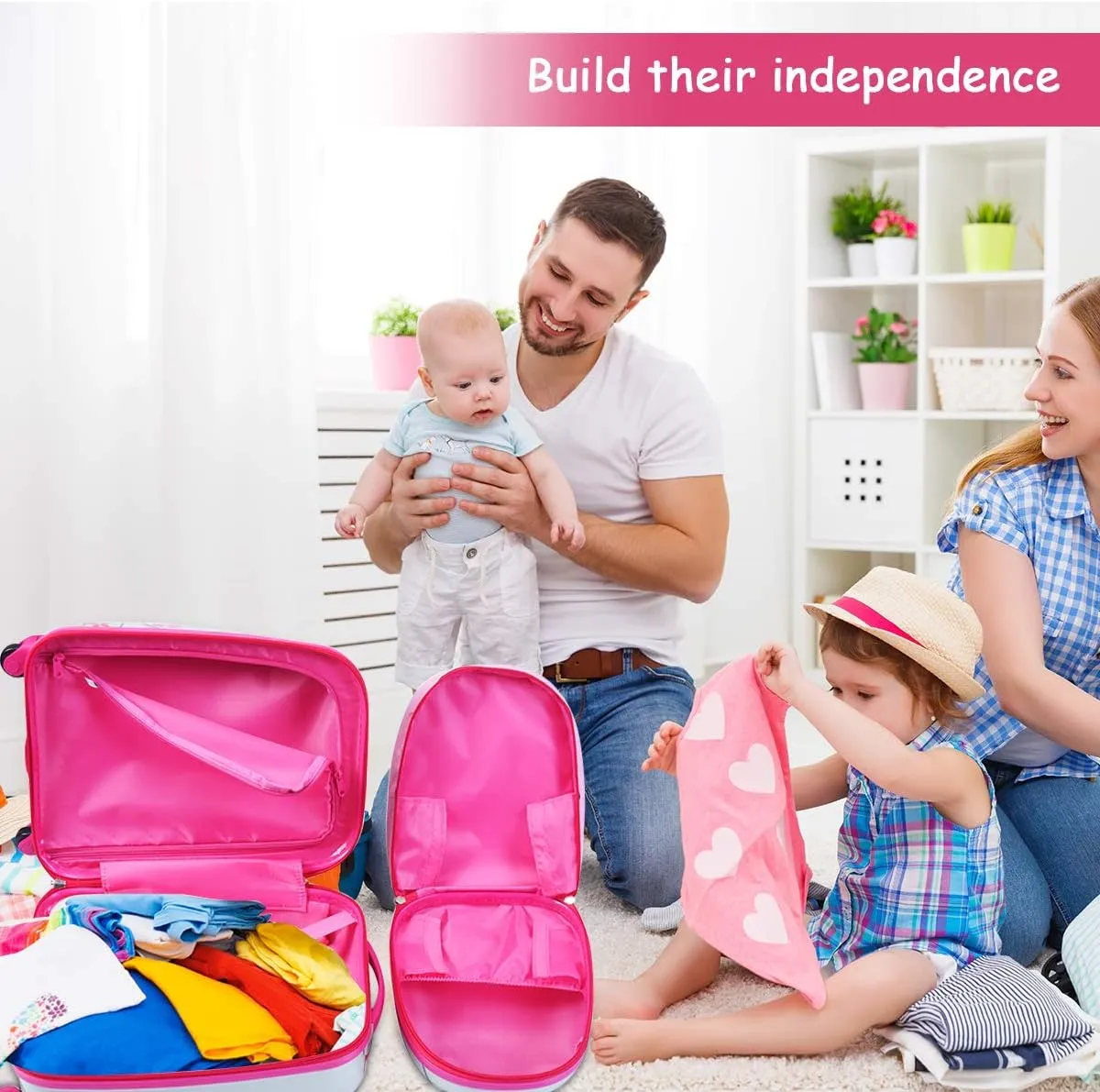 Goplus 2PC Kids Luggage, 12" & 16" Kids Carry On Luggage Set with 4 Spinner Wheels, Lightweight Rolling Spinner Suitcase for Children Toddlers Boys and Girls Travel
