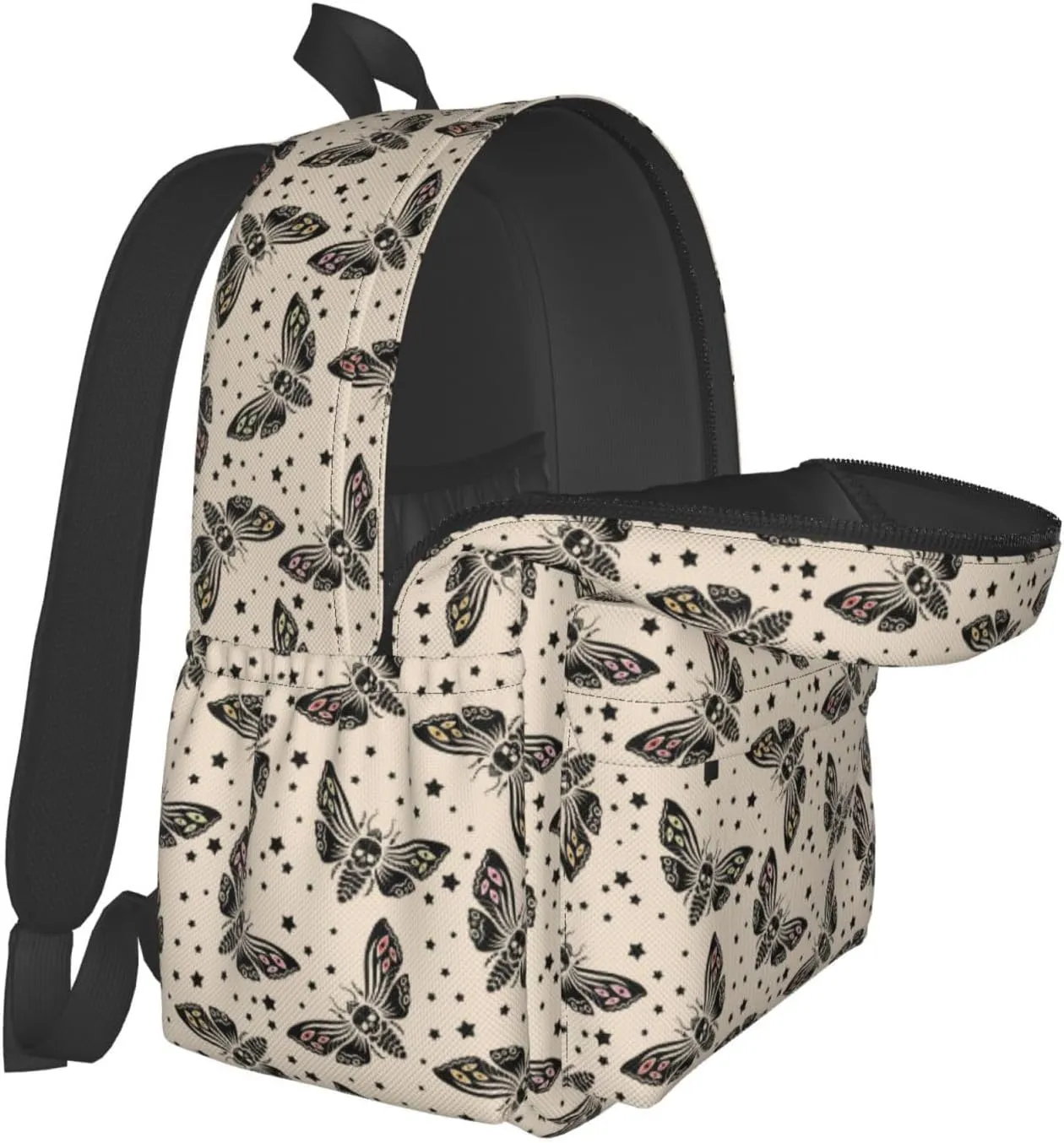 Gothic Moth Waterproof Backpack Adjustable Shoulder Straps Bag Large Capacity Casual Daypack Bookbag For Travel Work
