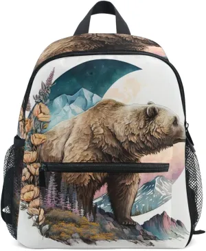 Grizzly-bear Kids Backpack for Boys Girls Toddler Backpack Preschool 12 Inch School Bag, Small