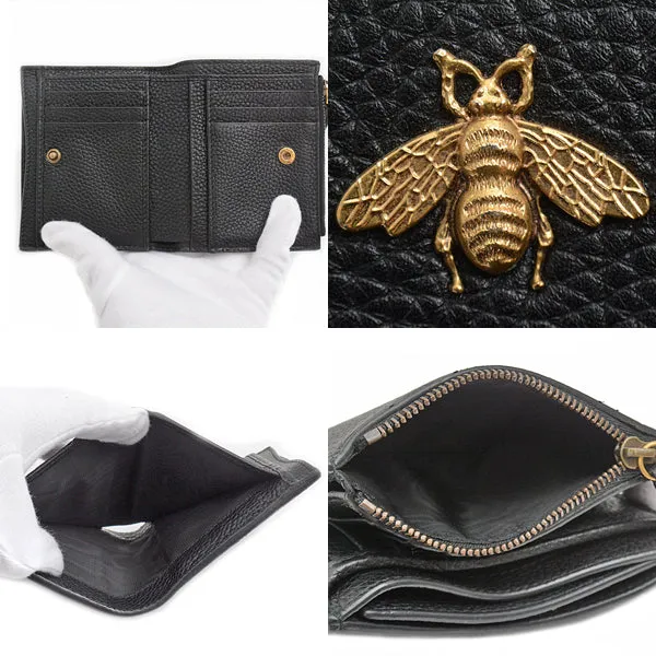 Gucci Leather Animaliere Bee Design Bifold Wallet 498094